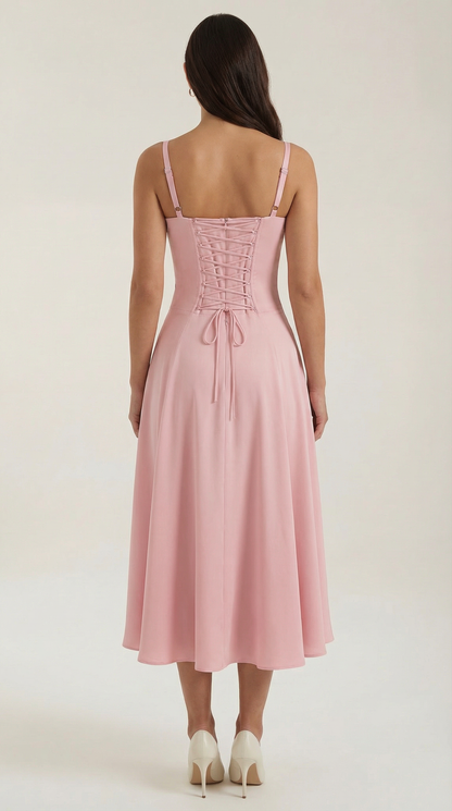 Lace Up Midi Dress
