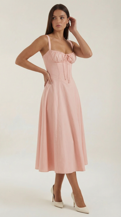Lace Up Midi Dress