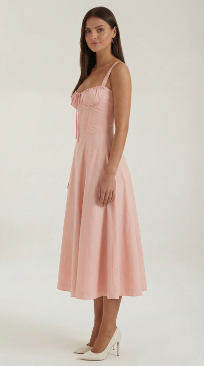 Lace Up Midi Dress