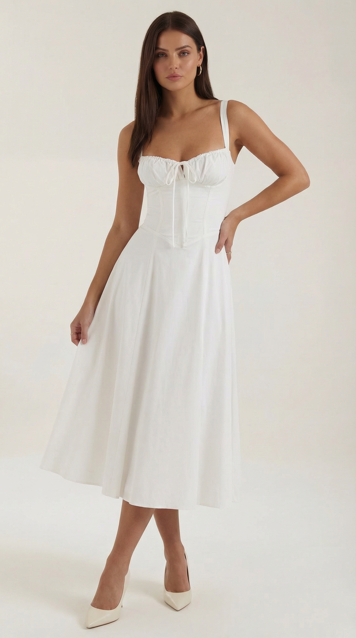 Lace Up Midi Dress