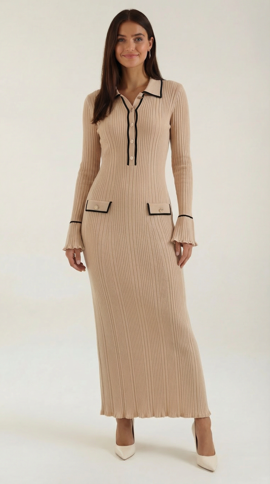Vestido Maxi Ajustado de Punto