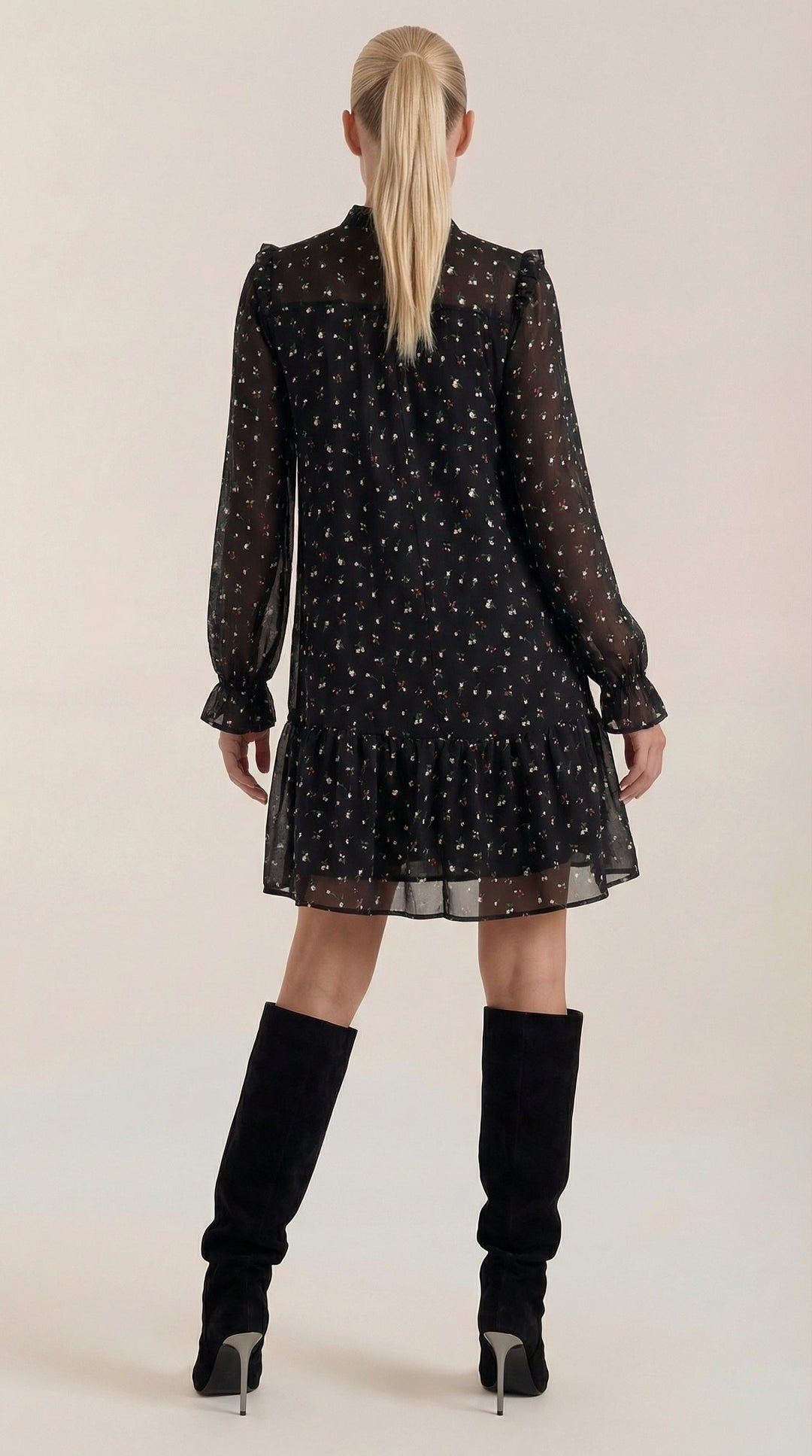Ruffle Trim Mini Dress