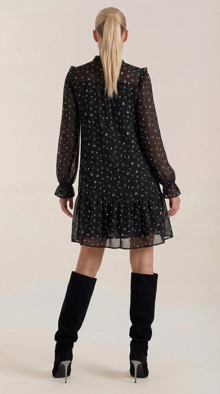 Ruffle Trim Mini Dress