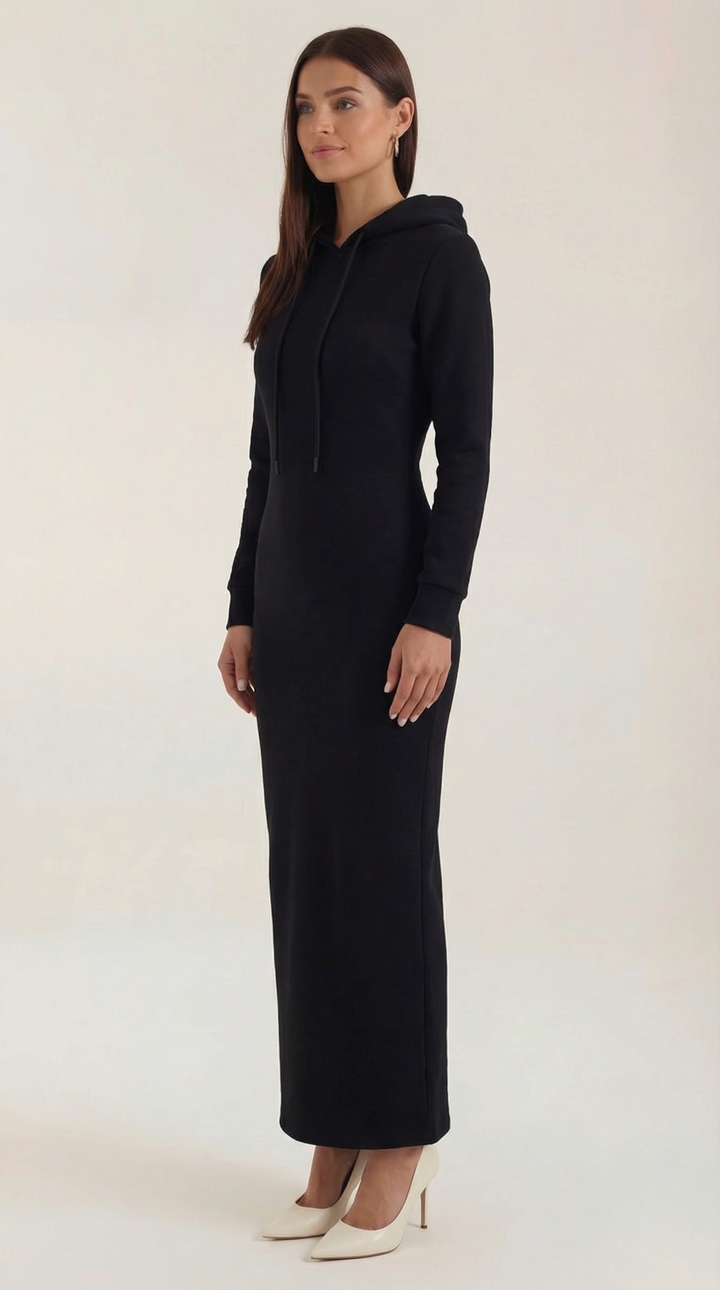Hooded Bodycon Maxi Dress