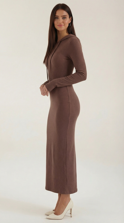 Hooded Bodycon Maxi Dress