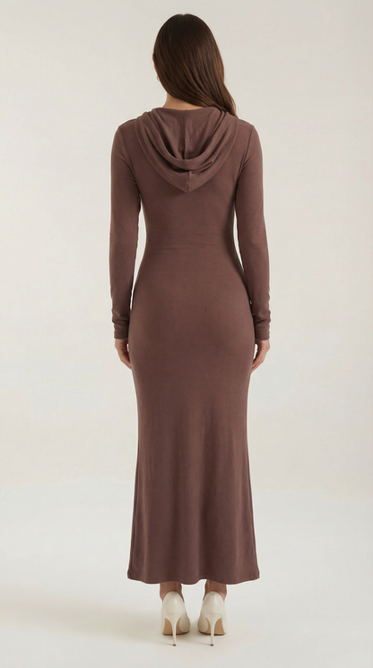 Hooded Bodycon Maxi Dress