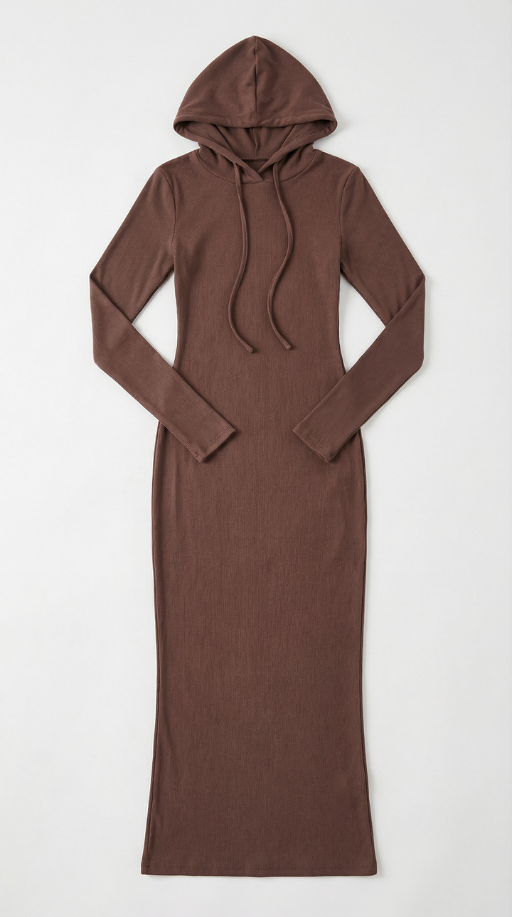 Hooded Bodycon Maxi Dress
