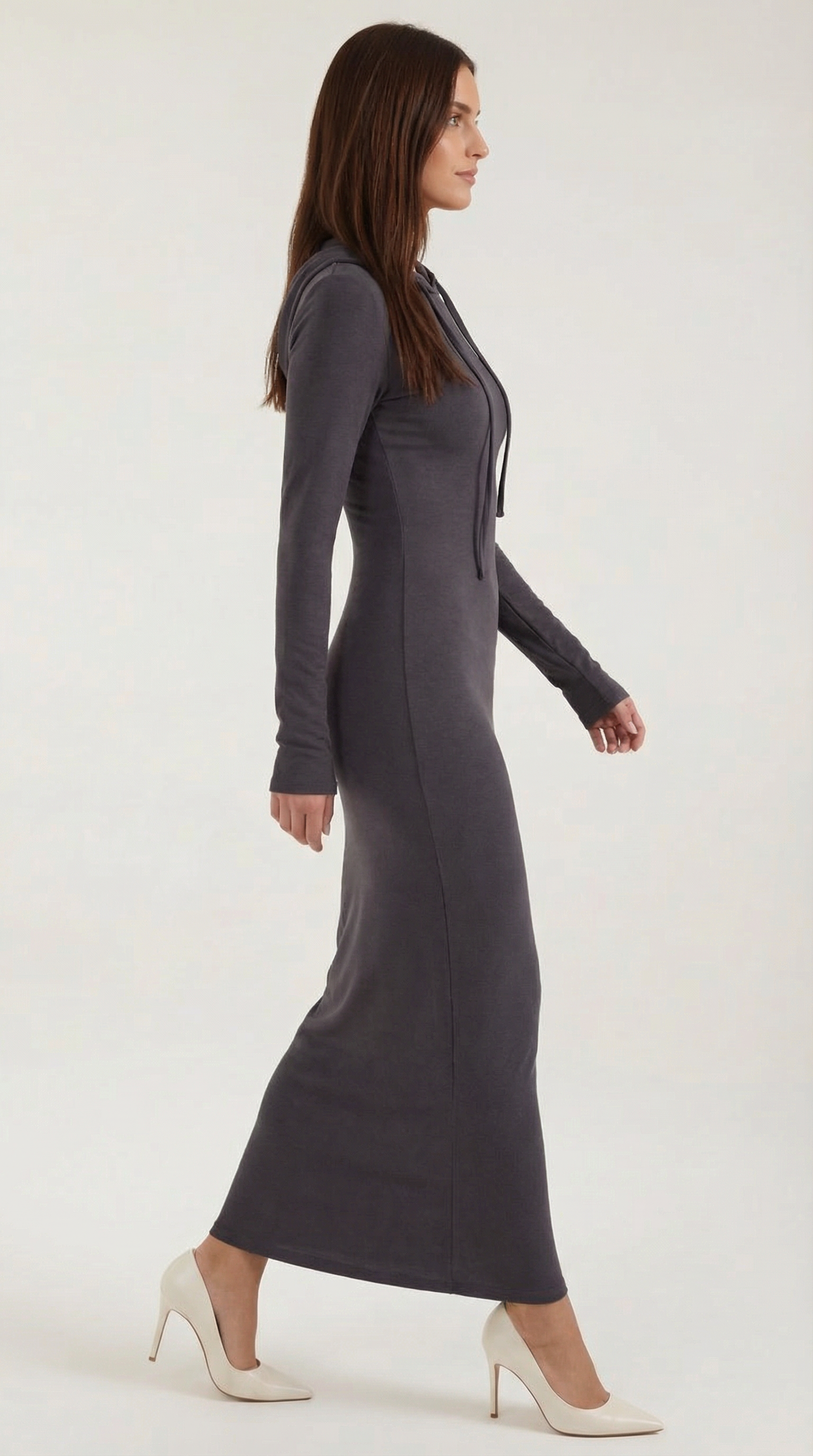 Hooded Bodycon Maxi Dress
