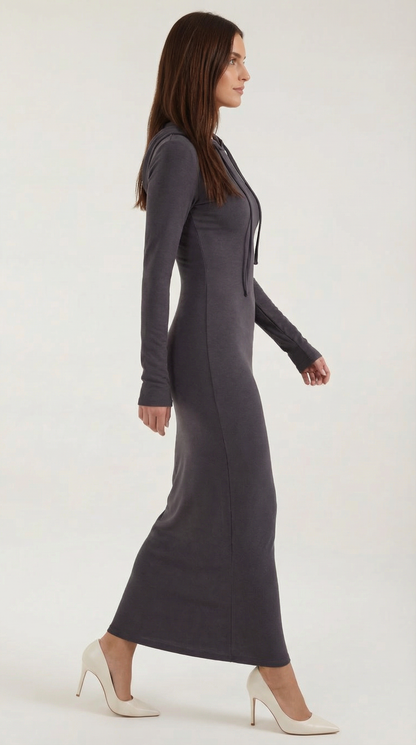 Hooded Bodycon Maxi Dress
