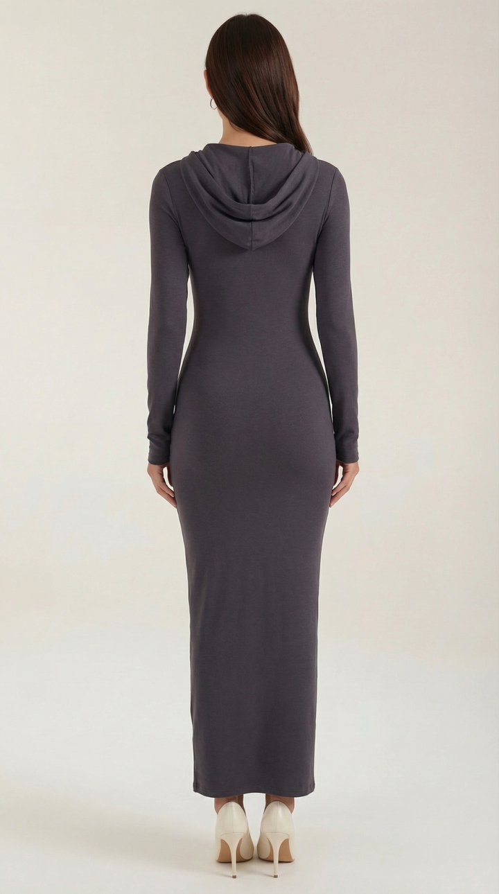 Hooded Bodycon Maxi Dress