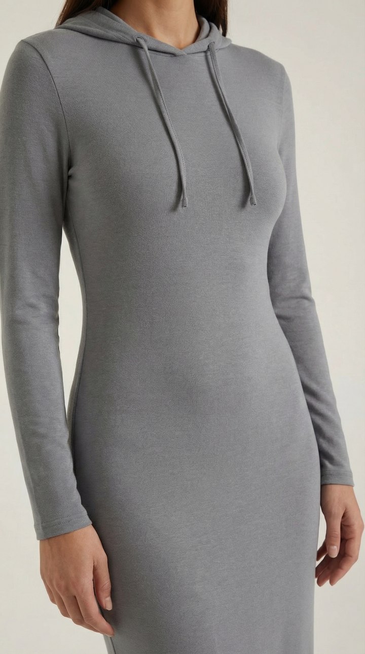 Hooded Bodycon Maxi Dress