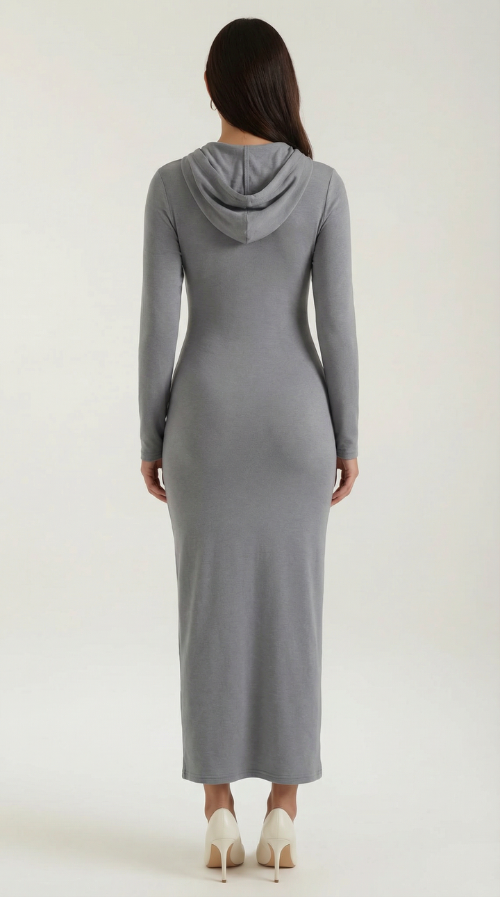 Hooded Bodycon Maxi Dress