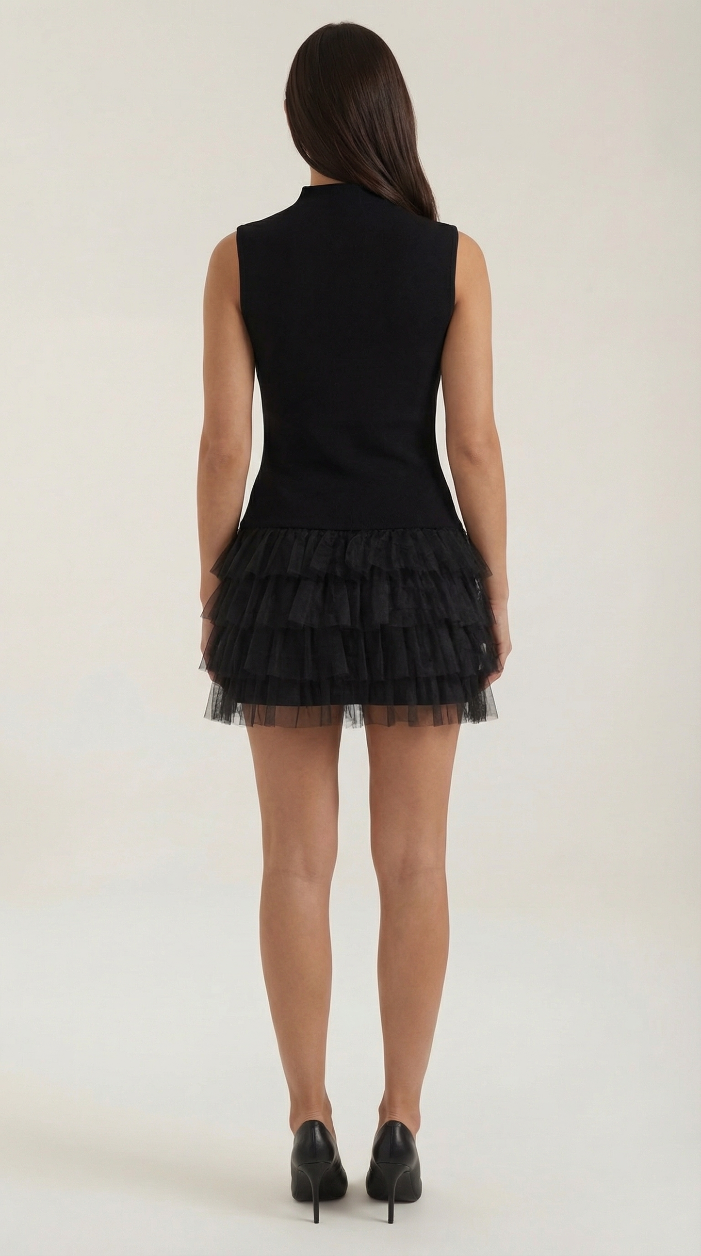 Mini High Neck Tulle Dress