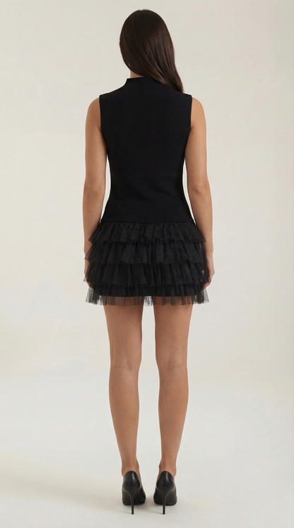 Mini High Neck Tulle Dress