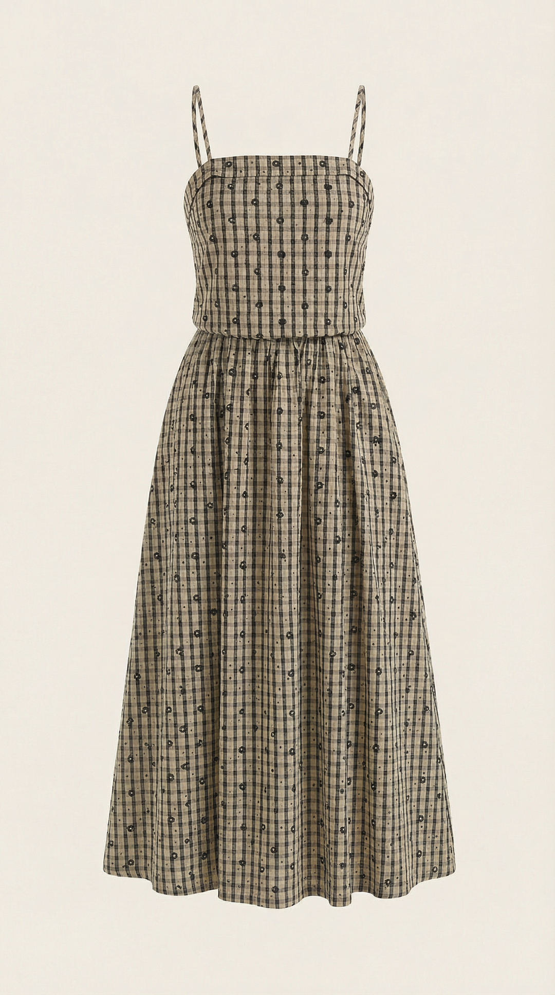 Square Neck Plaid Midi Sundress