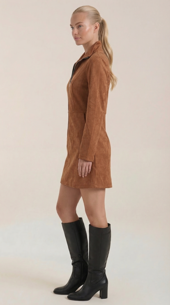 Zip Front Mini Dress