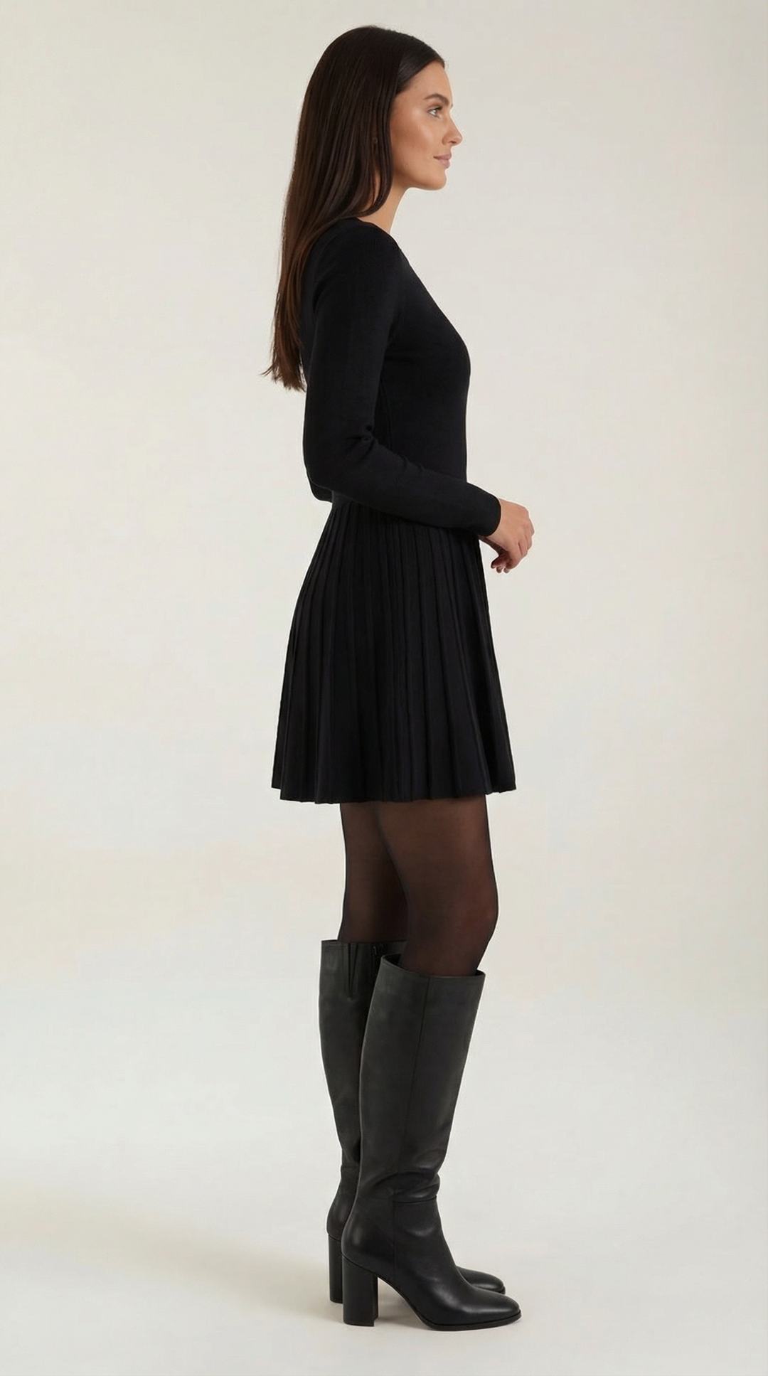 Long Sleeve Flare Mini Dress