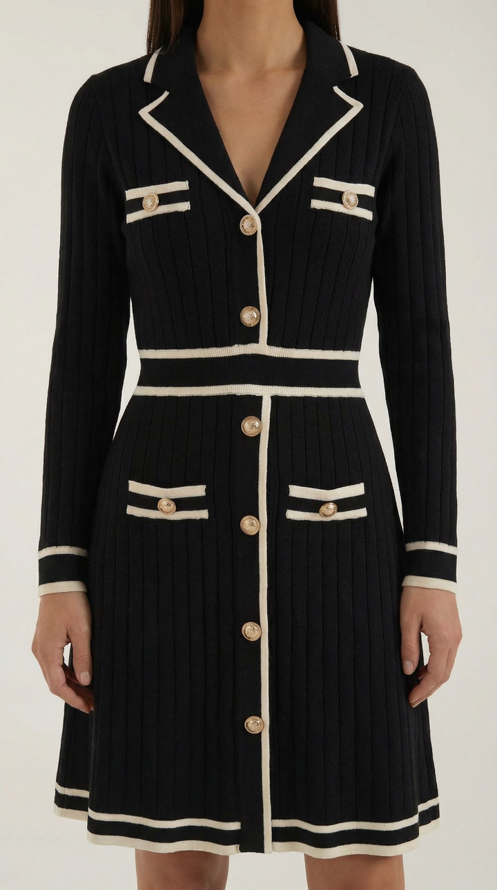 Contrast Trim Mini Dress