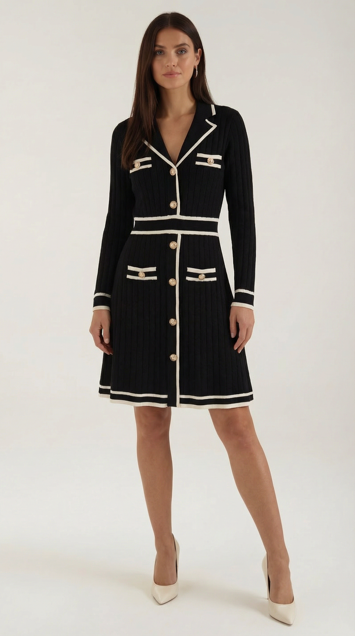 Contrast Trim Mini Dress