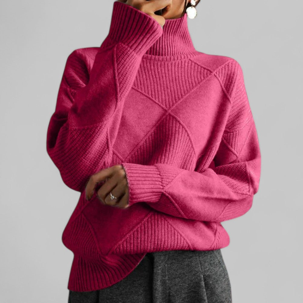 Women’s Winter Oversized Patterned Turtlenecks Sweater