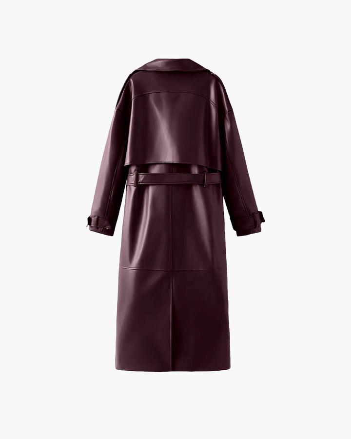 Women’s Winter Leather Maxi Trench Coat