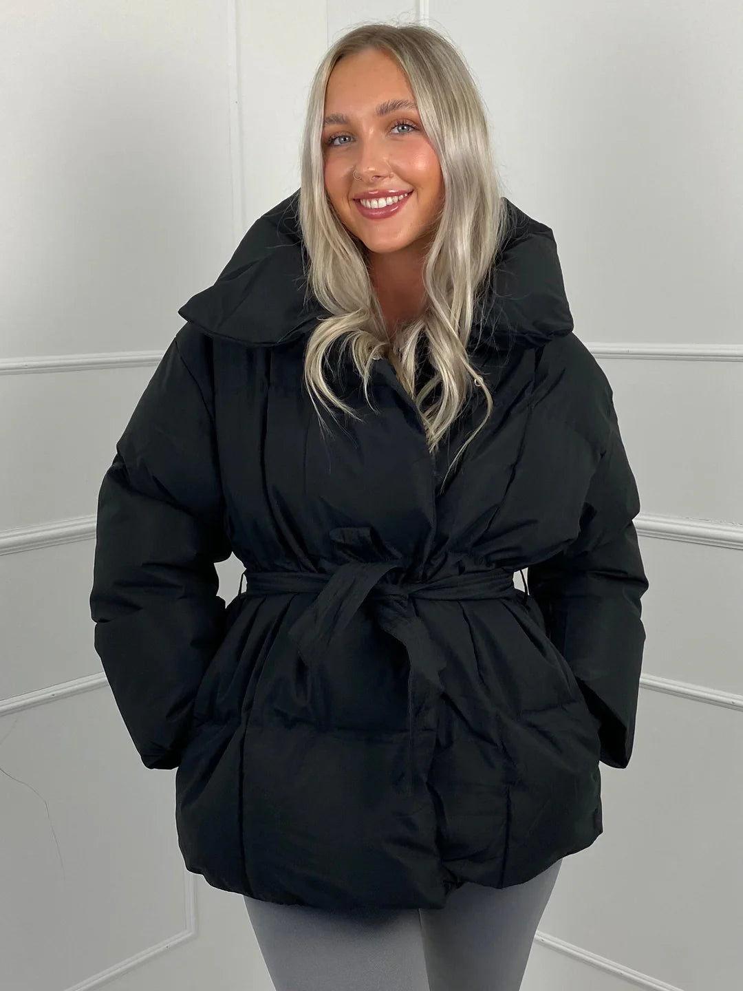 Winter Belted Puffer Coat For Women