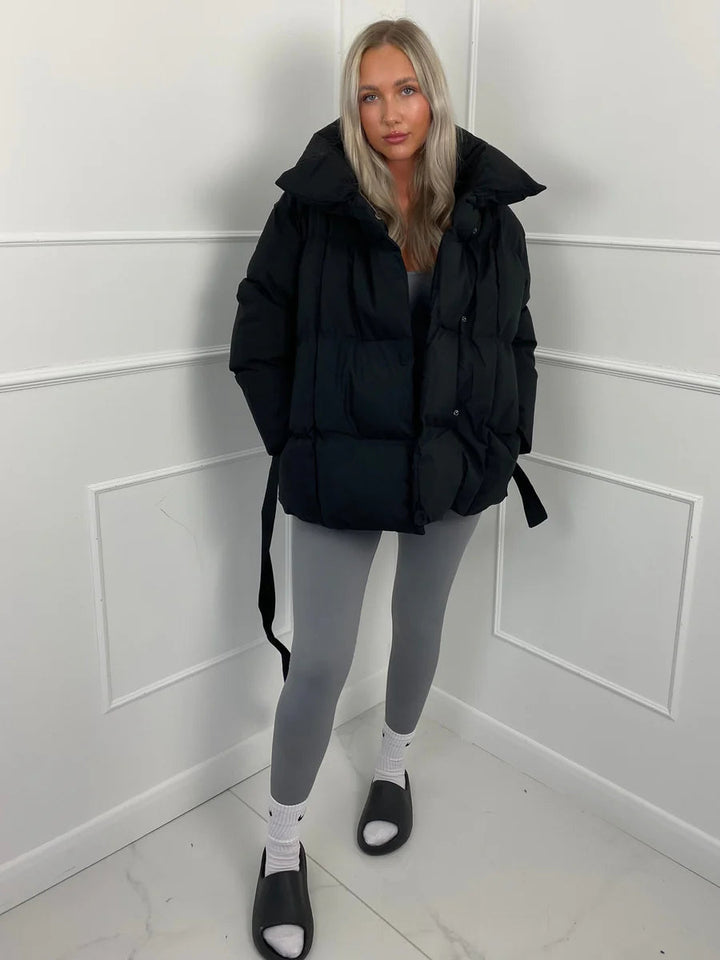 Winter Belted Puffer Coat For Women