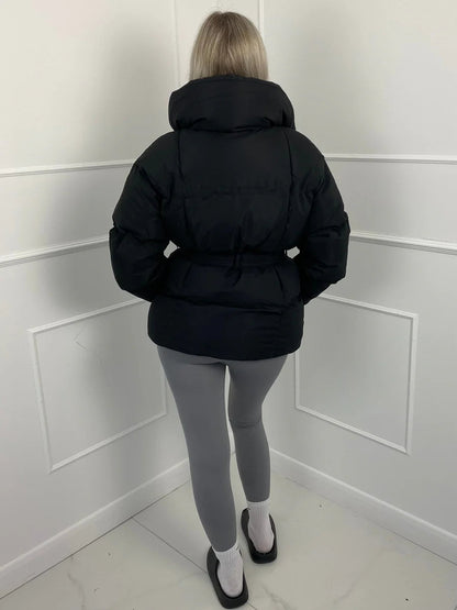 Winter Belted Puffer Coat For Women