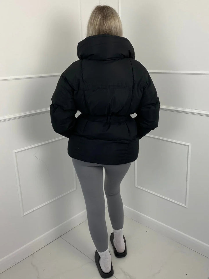 Winter Belted Puffer Coat For Women