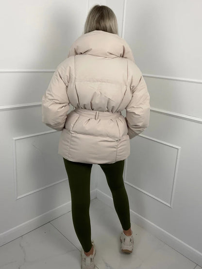 Winter Belted Puffer Coat For Women