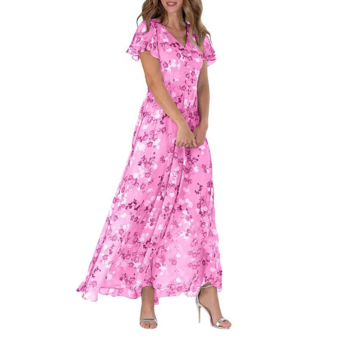 Women’s Short Sleeve Long Floral Dress