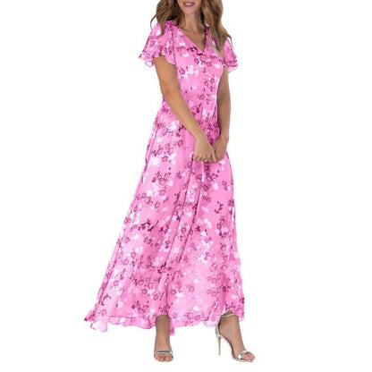 Women’s Short Sleeve Long Floral Dress