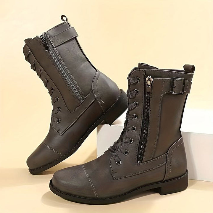 Botas de combate de mujer con cremallera lateral