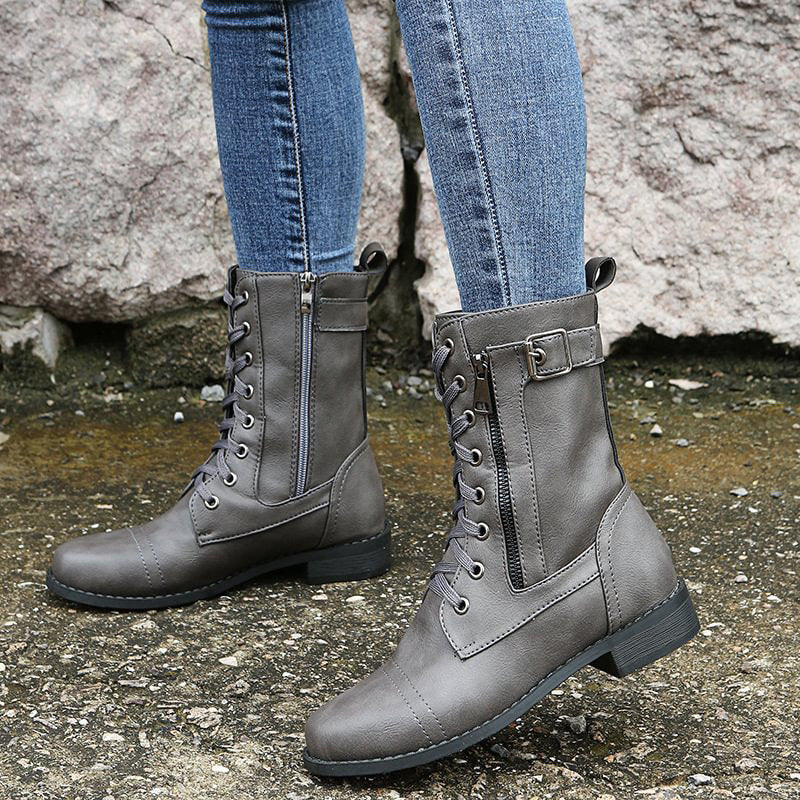 Botas de combate de mujer con cremallera lateral