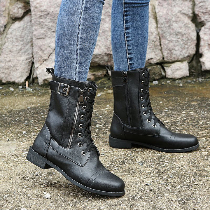 Botas de combate de mujer con cremallera lateral