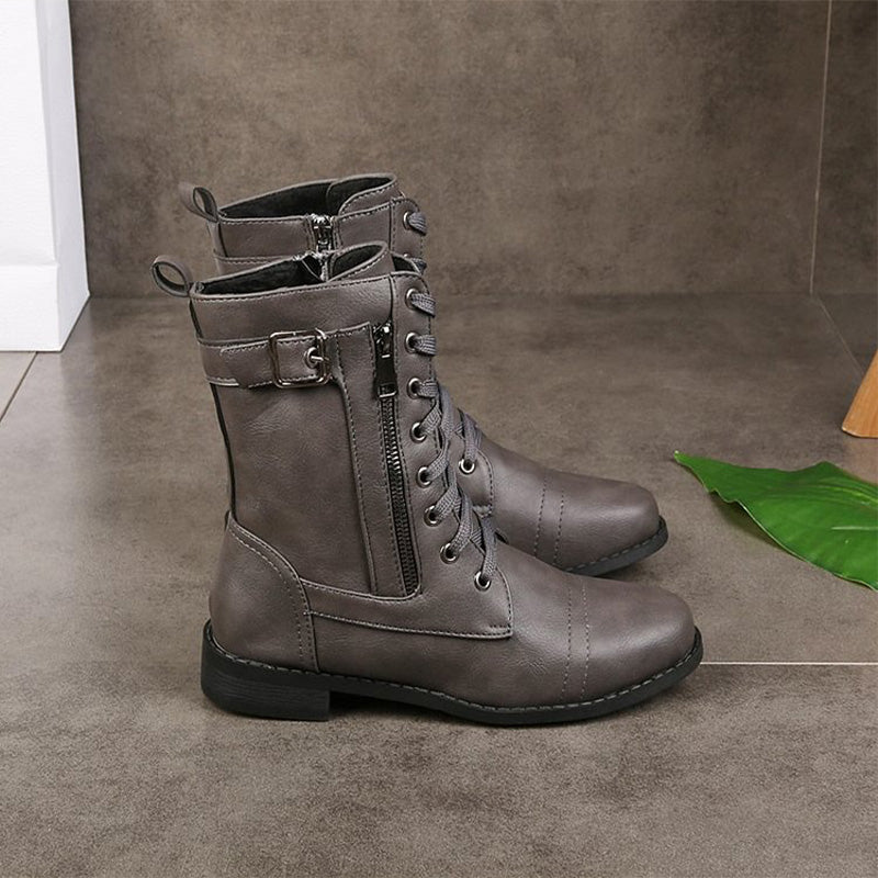 Botas de combate de mujer con cremallera lateral