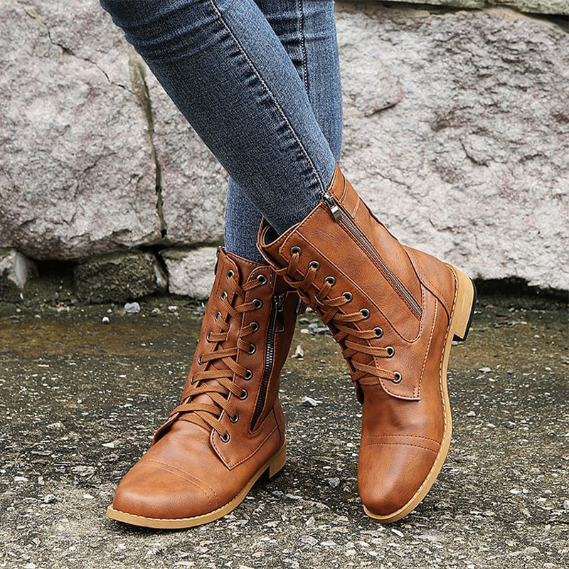 Botas de combate de mujer con cremallera lateral