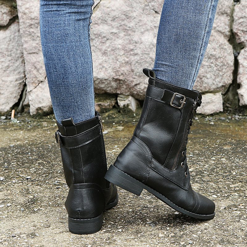 Botas de combate de mujer con cremallera lateral