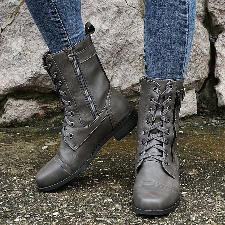 Botas de combate de mujer con cremallera lateral