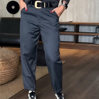 ELEGANT FIGURE-FLATTING STRIPED TROUSERS
