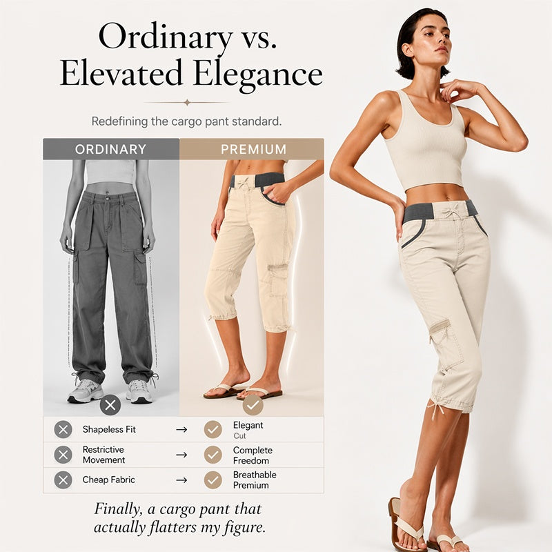 Rosalind | High-Waist Cargo Capri Pants