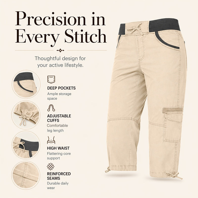 Rosalind | High-Waist Cargo Capri Pants