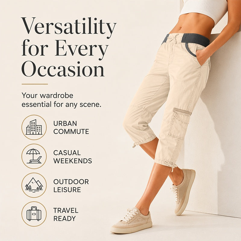 Rosalind | High-Waist Cargo Capri Pants