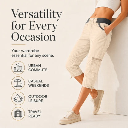Rosalind | High-Waist Cargo Capri Pants