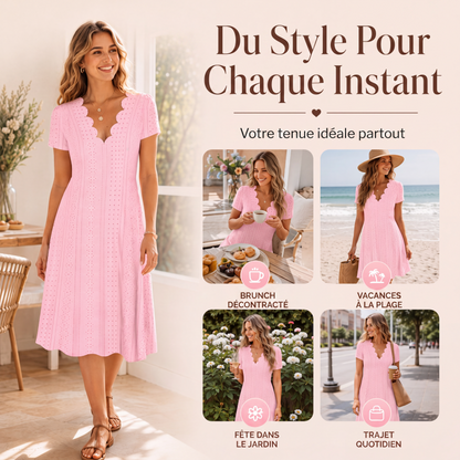 Colette | Elegant Eyelet Lace Midi Dress