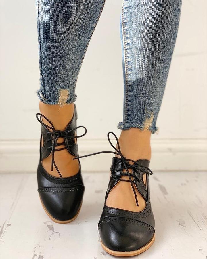 Zapatos de tacón con cordones y tira en forma de T para mujer