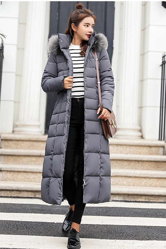 Women’s Belted Long Winter Puffer Coat