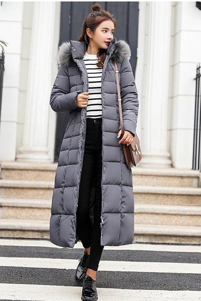Women’s Belted Long Winter Puffer Coat