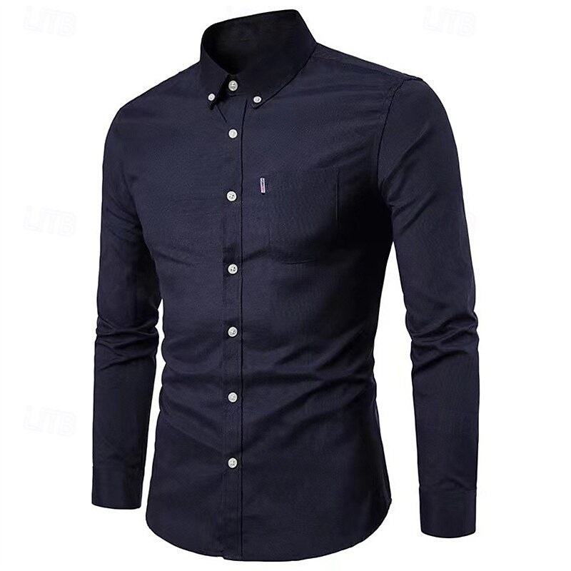 Men's Casual Button-Down Shirt with Chest Pocket