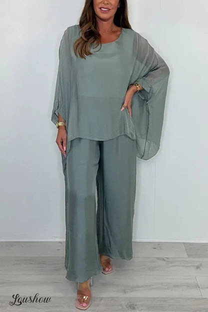 Dip Dye Mesh Loose Two-Piece Set